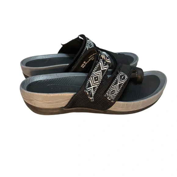 Baretraps Aloha Platform Wedge Deserae Slide Sandals Women 9M Black Gray - Picture 4 of 12